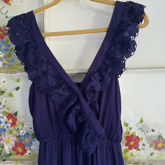 She+Sky Summer Sun Dress Lace Ruffles Purple - Picture 3 of 10